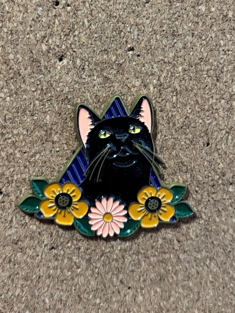 Floral Black Cat Pin